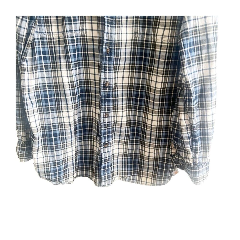 Carthartt Men’s Plaid Flannel Size XL Blue Black White Cotton Long Sleeve - Picture 4 of 11